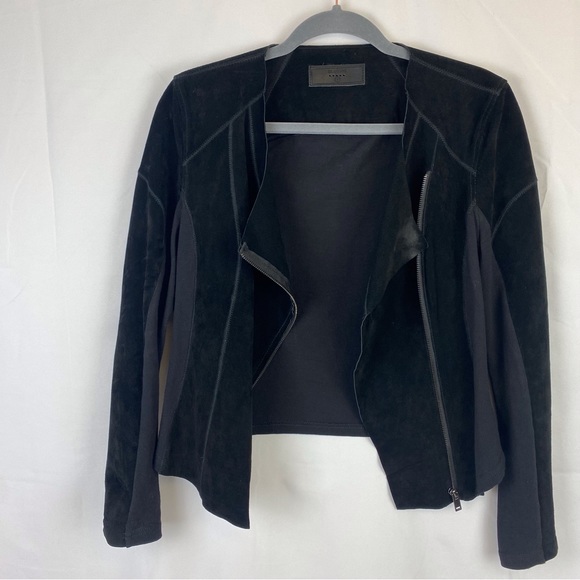 Blank NYC Black Leather Suede Asymmetrical Zip Moto Biker Jacket - Picture 2 of 14